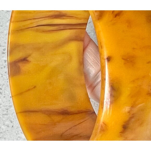 Bakelite Butterscotch & Brown Bangle & Buffalo Horn Open Cuff Bracelet Vintage - Picture 5 of 16